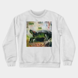 Cute turtle painting (sea turtle, ocean, sea and beach) Crewneck Sweatshirt